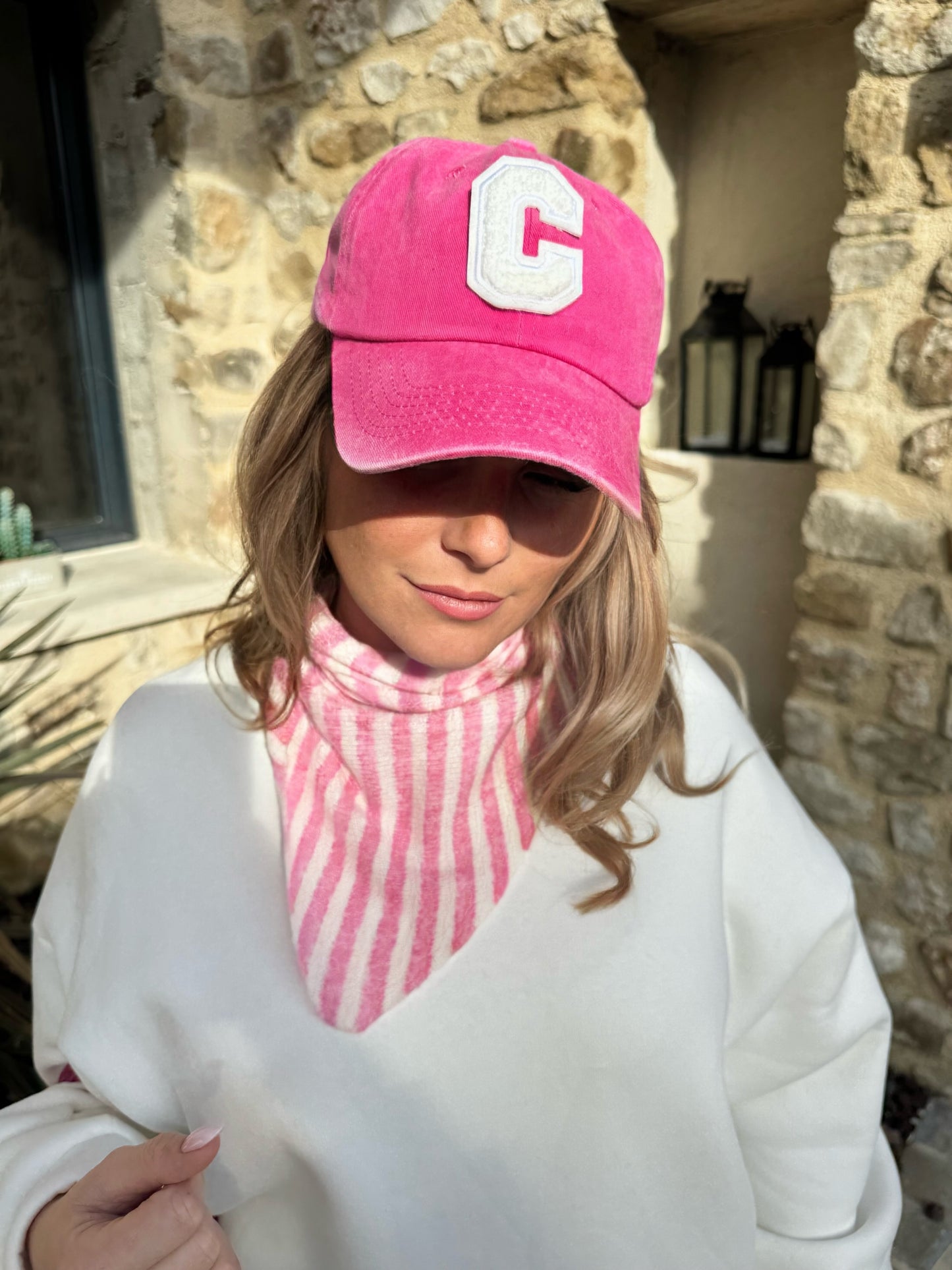 Echarpe "triangle " - Marinière rose