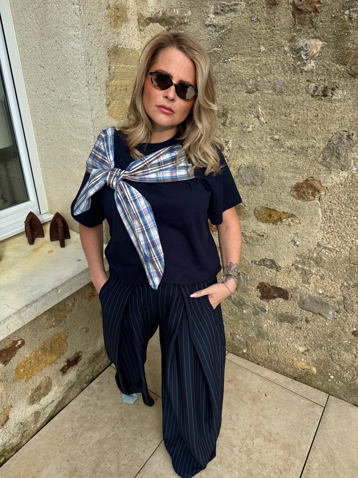 Pantalon "Fabien " - Rayé marine