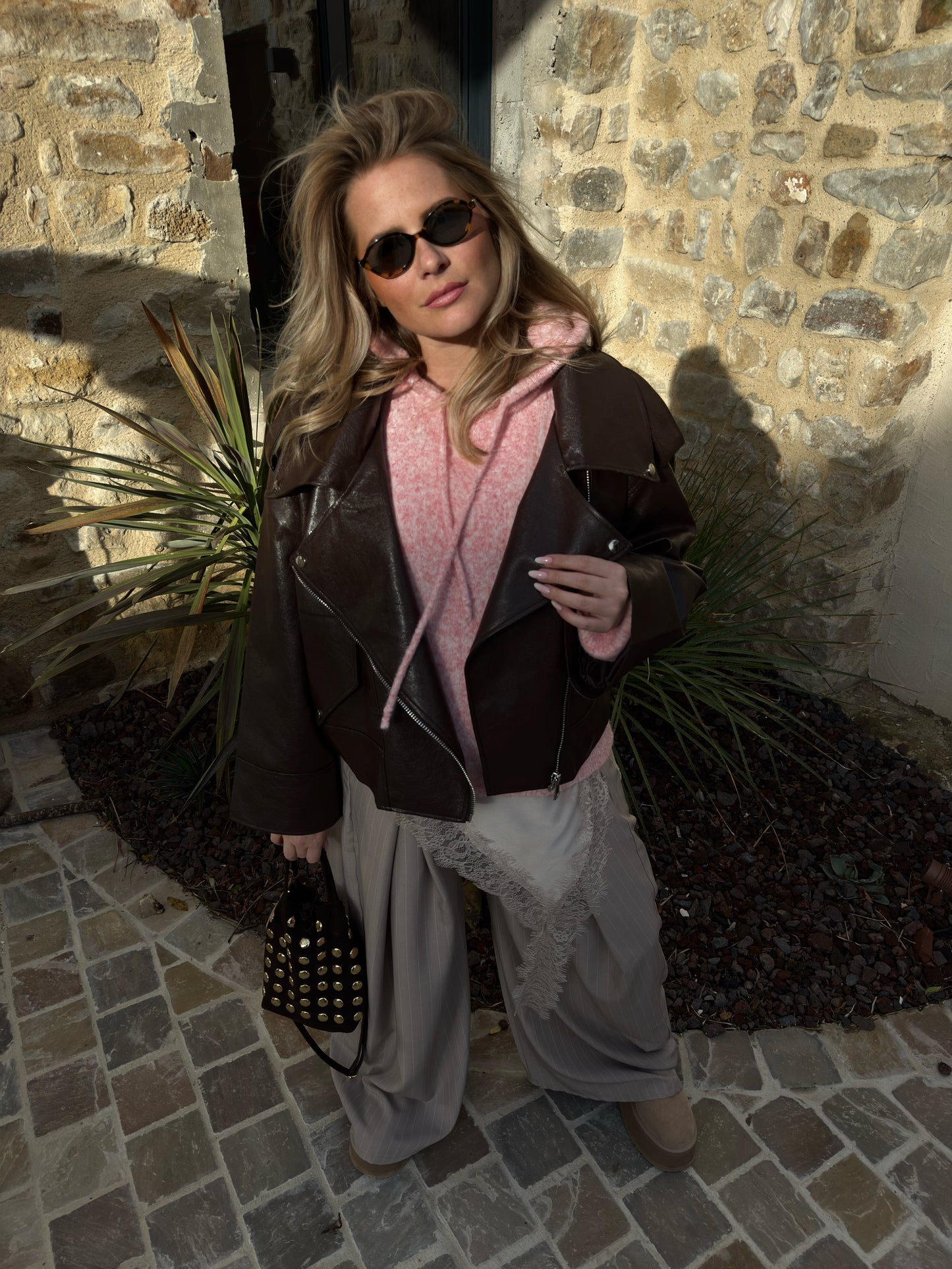 Pantalon "Fabien " - Rayé taupe