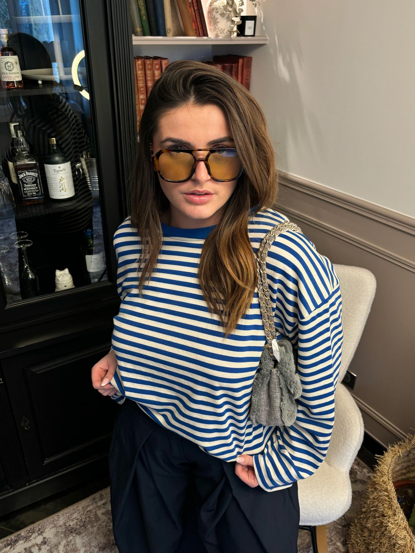 T-shirt - Rayé bleu roi