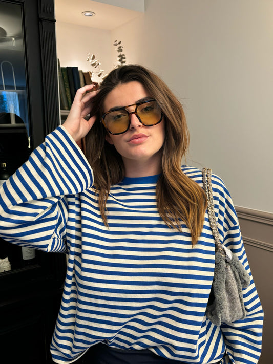 T-shirt - Rayé bleu roi