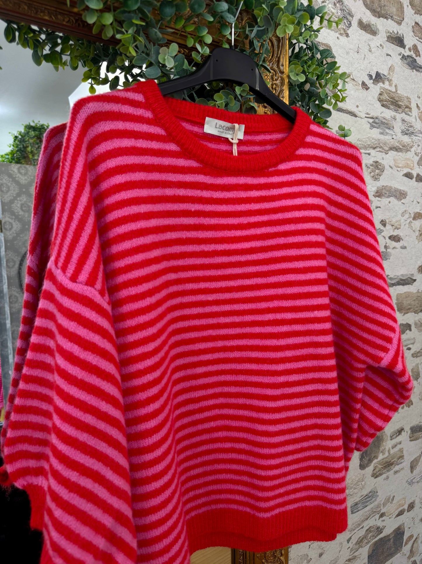 Pull "Lola" - rayé rouge/rose