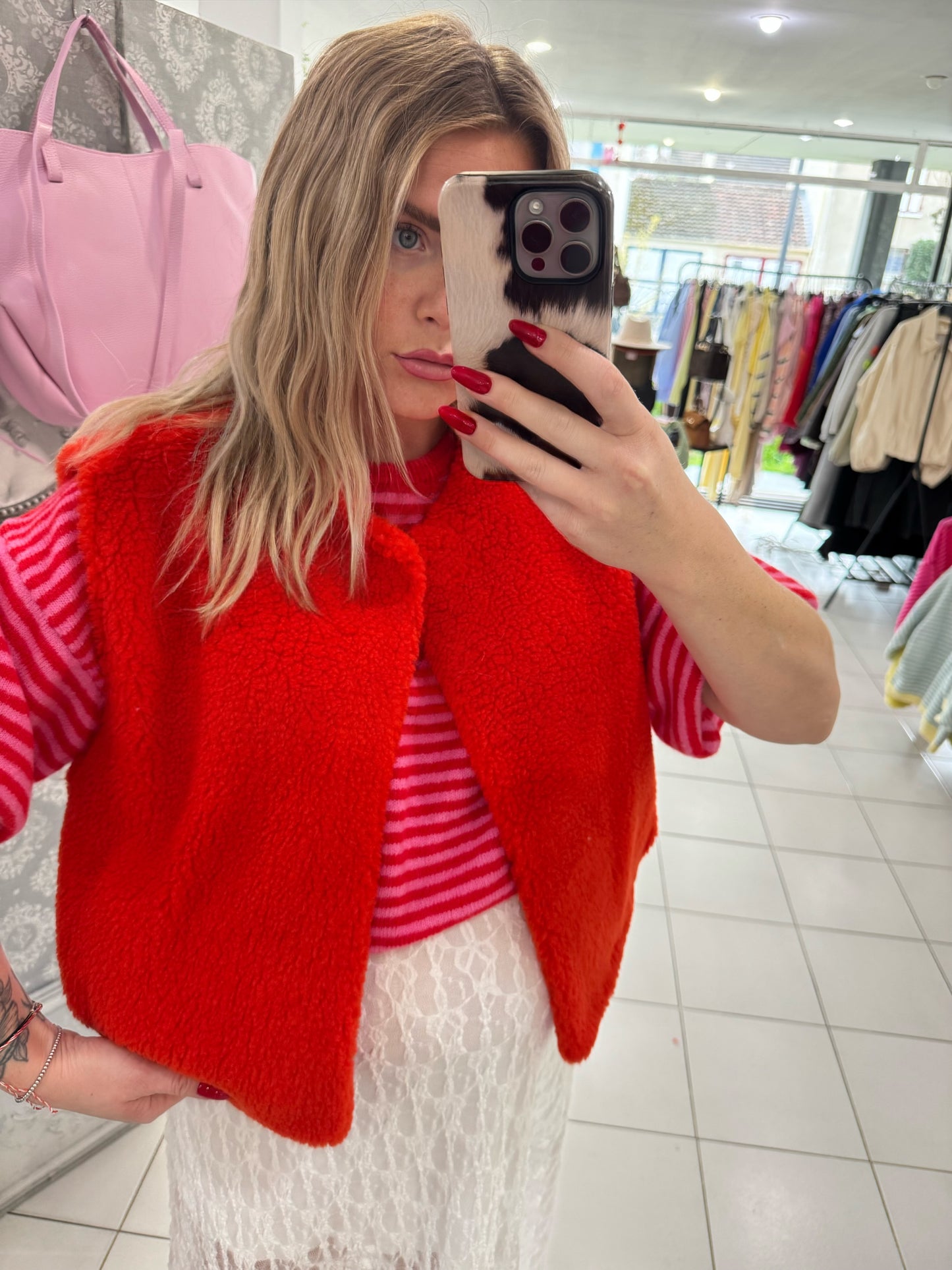 Veste moumoute - Rouge