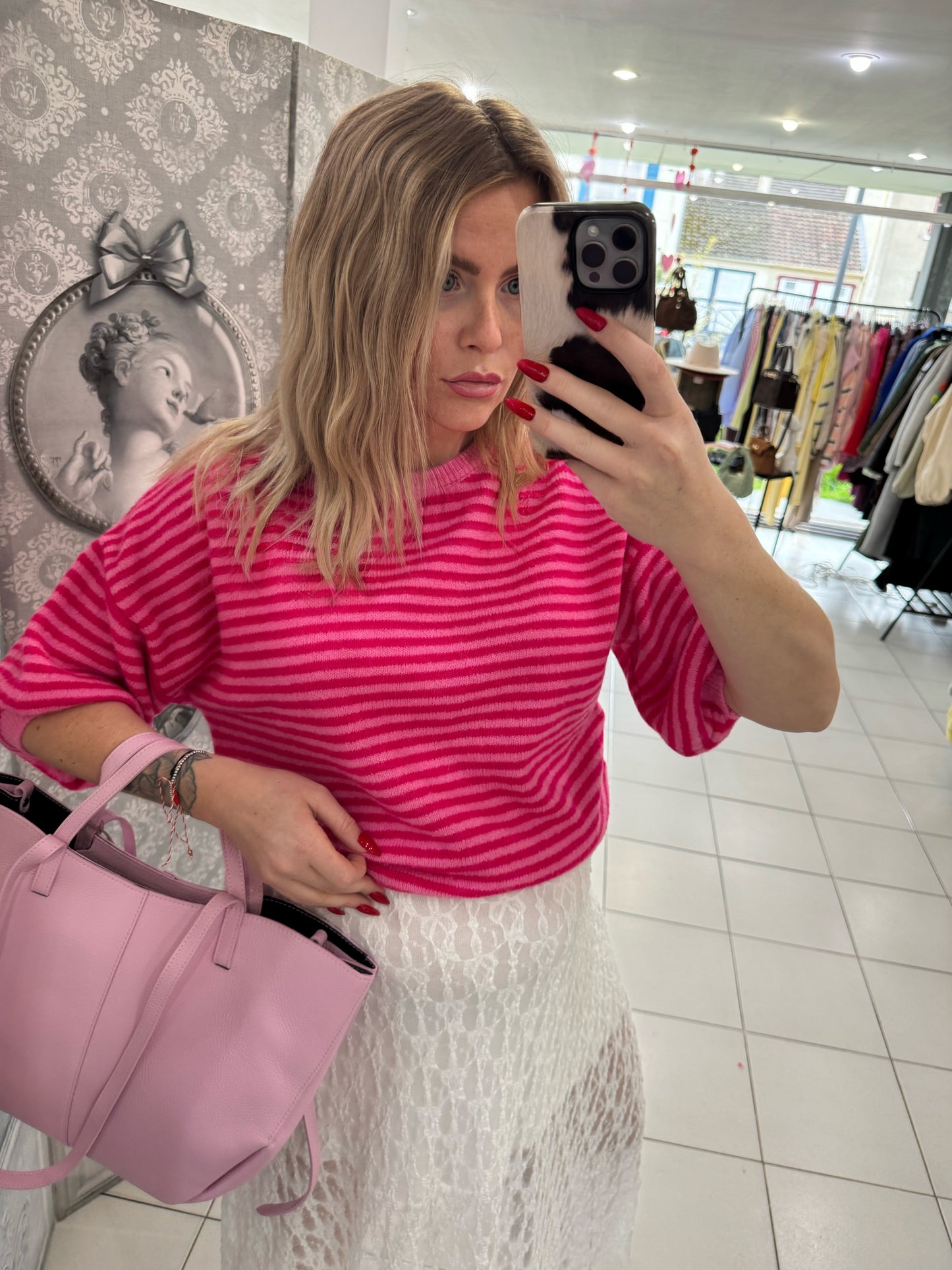 Pull "Lola" - rayé rose/fushia