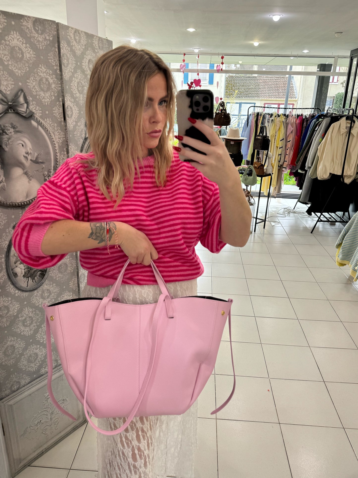 Sac cabas " Cygne"- Rose