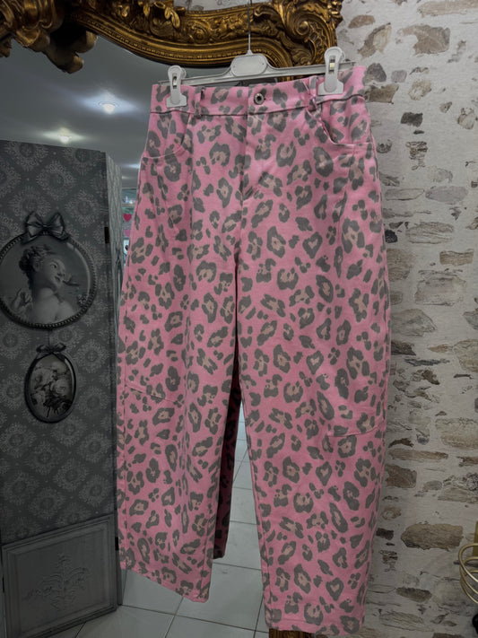 Pantalon balloon léopard - rose