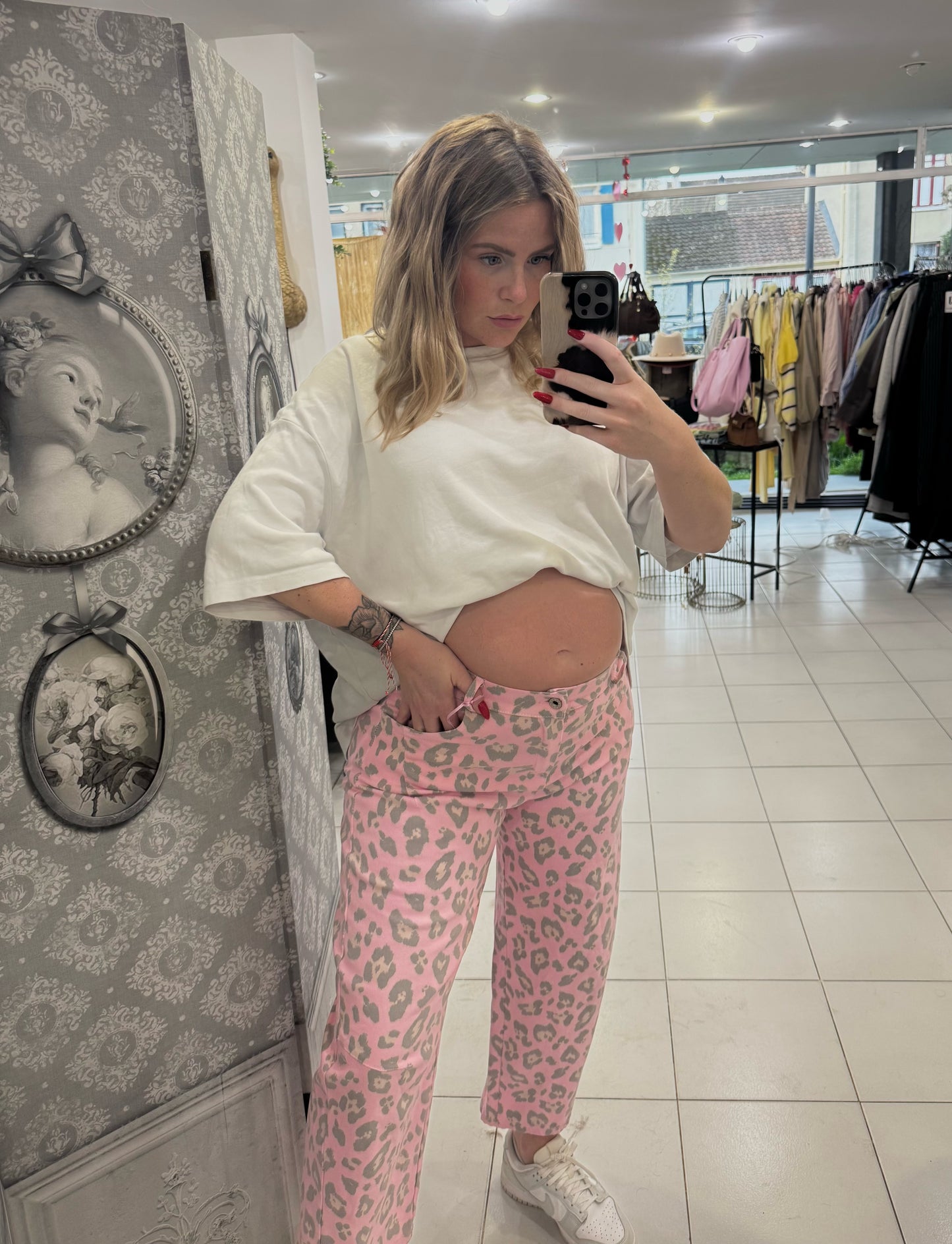 Pantalon balloon léopard - rose