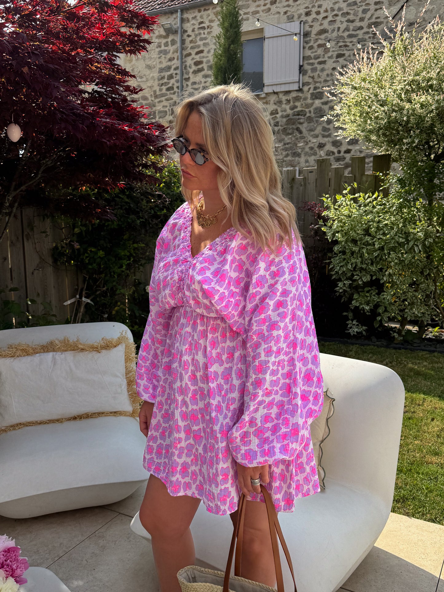 Robe courte léopard violet IBIZA