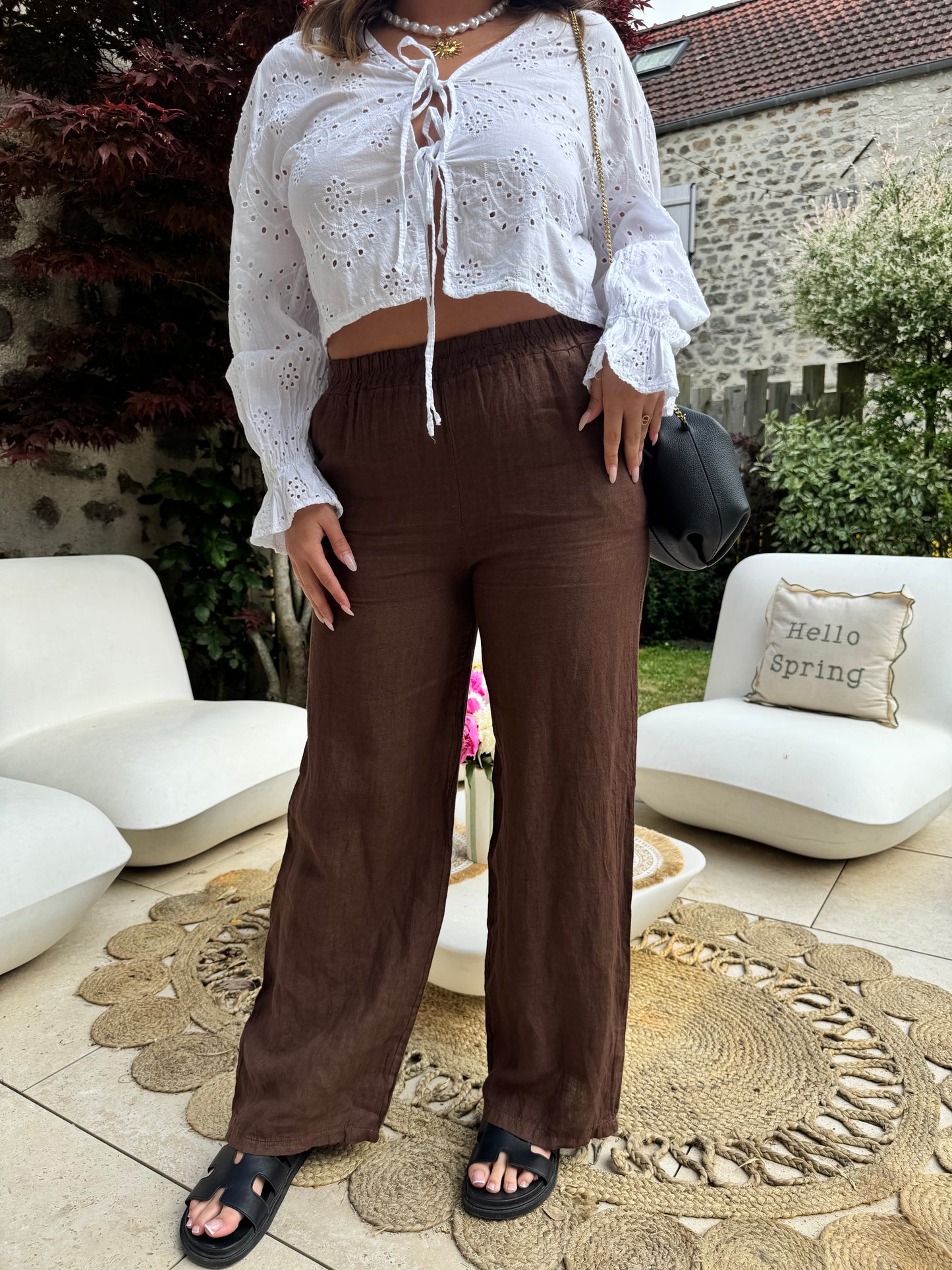Pantalon lin Lino marron