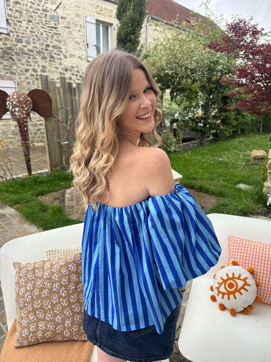 Top shoulder - rayé bleu