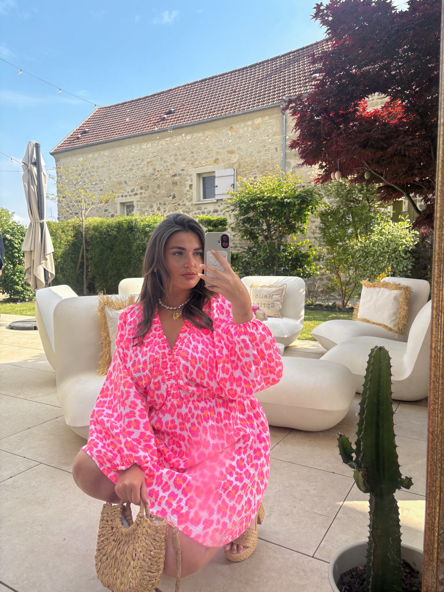 Robe courte léopard fuchsia IBIZA