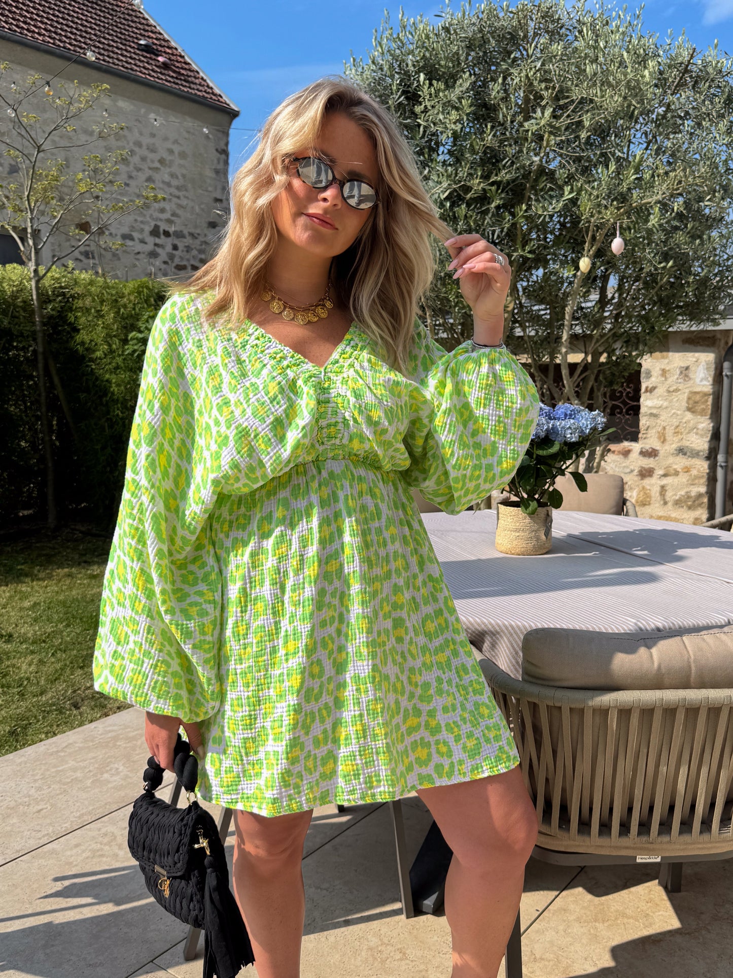 Robe courte léopard vert IBIZA