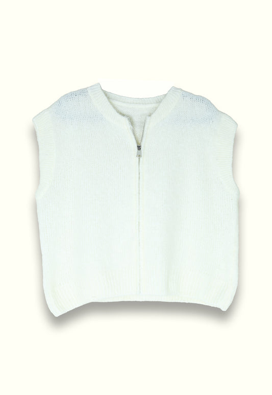 Pull/Gillet à zip Sophie Blanc cassé Les Pépites de Brigitte