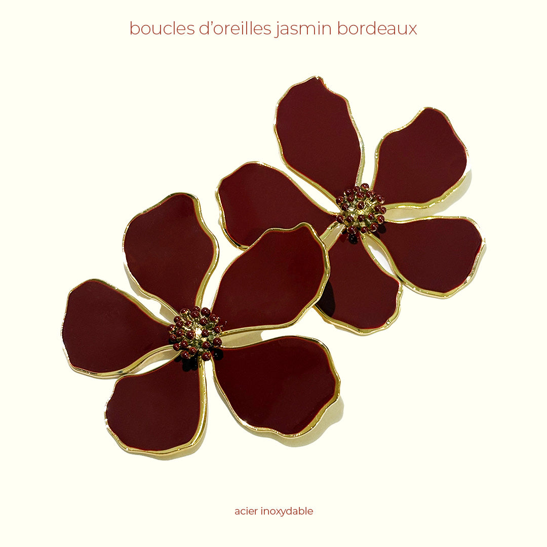 Boucles d'oreille Jasmin Bordeaux